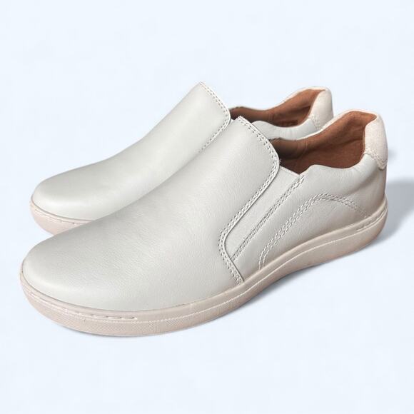 Clarks Women’s Nalle Stride Slip-On Sneakers White Leather Comfort Shoes Size 9 - Picture 3 of 13